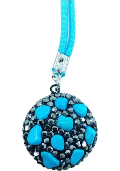 Turkuaz Doğaltaş Araba Dikiz Ayna Süsü, Yuvarlak Koyu Parlak Taşlı El Yapımı Lüks Hediyelik Aksesuar indirimleri