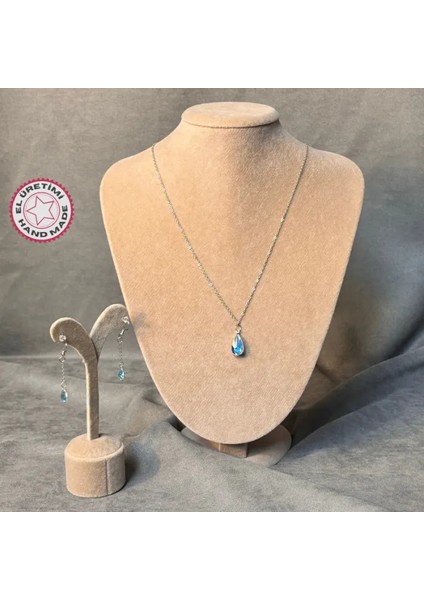 Mavi Boncuk ve Zincir Detaylı Takı Seti