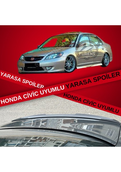 Honda Vtec 2001-2005 Bagaj Üstü Slim Yarasa Spoiler Parlak Siyah