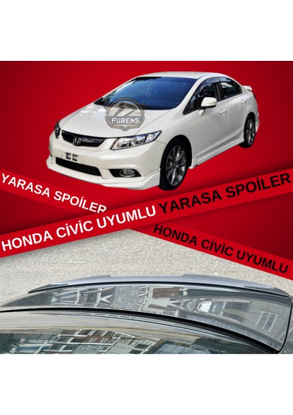 Honda Civic Fb7 Bagaj Üstü Slim Yarasa Spoiler Piano Black Parlak Siyah