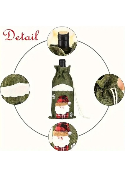 Klasik Yeşil Keten Noel ve Yılbaşı Şişesi Kılıfı fiyatları