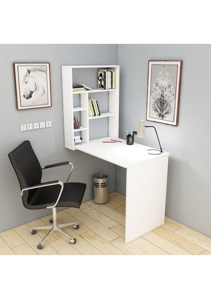 Sedir Raflı Duvara Monte Açılır Kapanır Çalışma Masası Beyaz - Sedir fiyatları