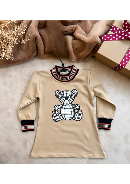 Kız Çocuk Bebek Mini Ayıcık Baskılı Elbise