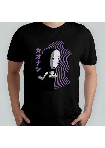 Spirited Away No-Face Faceless Ghibli Miyazaki %100 Pamuklu Bisiklet Yaka T-Shirt Model 1