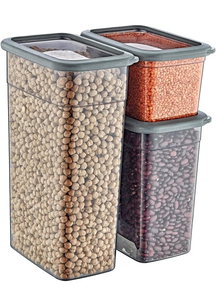 8'li Set Skali Dikdörtgen Saklama Kabı Antrasit (8'şer Adet 1210 Ml, 2350 Ml, 3500 Ml)