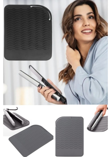 Saç Maşası Isıya Dayanıklı Silikon Mat Çok Fonksiyonlu Kaymaz Düz Silikon Isıya Dayanıklı Mat