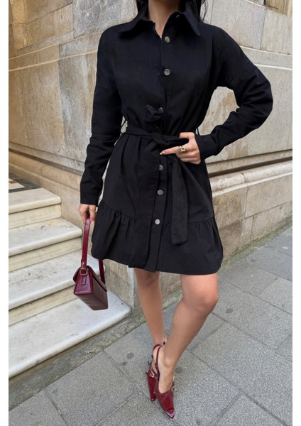 Siyah Gabardin Kısa Elbise fiyatları