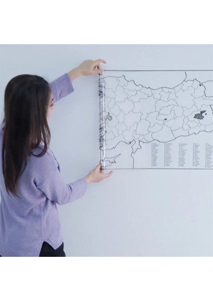 Türkiye Haritası Akıllı Statik Tutunan Doldurulabilir Yapışkansız Pratik Şeffaf Türkiye Haritası 110X56
