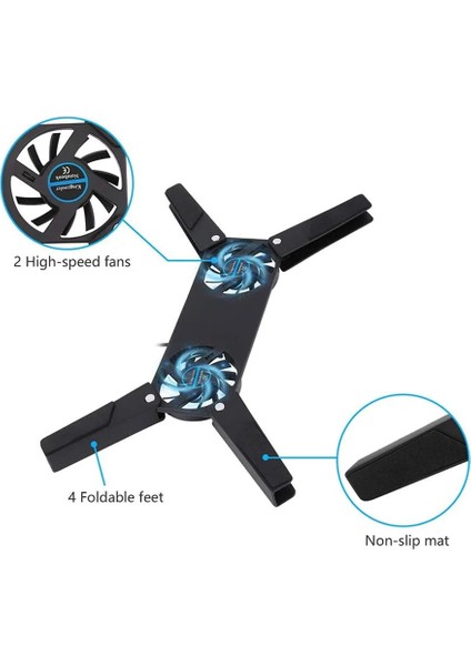 Ultra Küçük Boyutlu Katlanabilir USB Laptop Soğutucu (2 Fanlı)