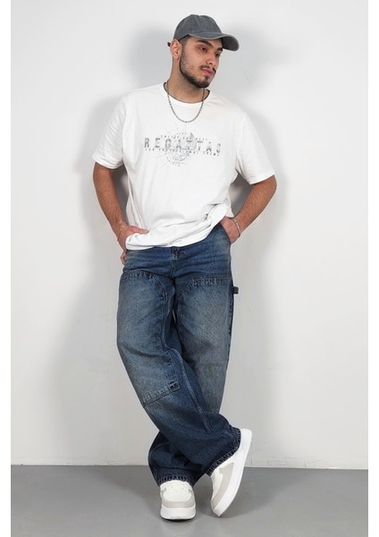Cedy Denım Yüksek Kalite Erkek Yüksek Bel Worker Tarz Skater Jean