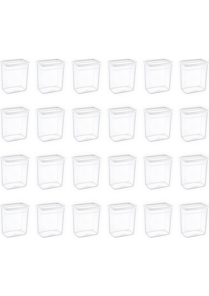 24'lü Set Skali Dikdörtgen Saklama Kabı Beyaz 2350 ml