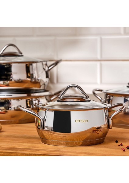 Indüksiyon Tabanlı 8 Parça Çelik Tencere Seti, Ergonomik Saplı Şık Tasarım fiyatları