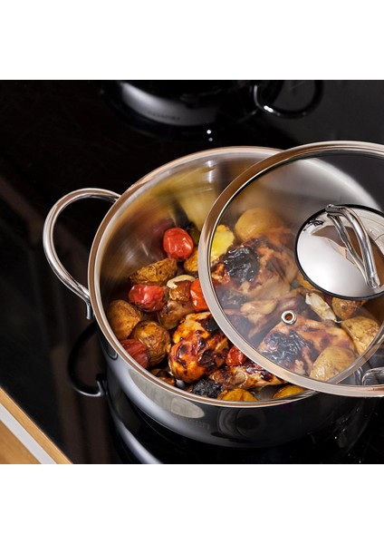 Indüksiyon Tabanlı 8 Parça Çelik Tencere Seti, Ergonomik Saplı Şık Tasarım fırsatları