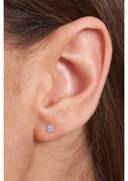 Çelik Tek Taş Küpe 18K Altın Kaplama Tek Taşlı Paslanmaz Çelik Küpe 5mm fiyatları