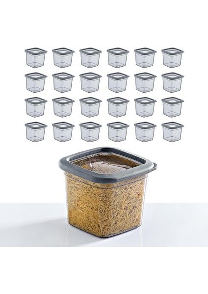 24'lü Set Skali Kare Saklama Kabı Antrasit 740 ml