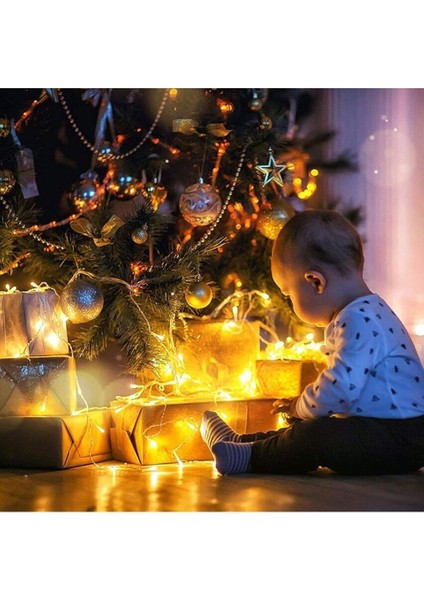 Günışığı Pirinç Ip LED Ağaç Yılbaşı Süsleme 10 Metre 100 Ampullü Şeffaf Kablo fırsatları