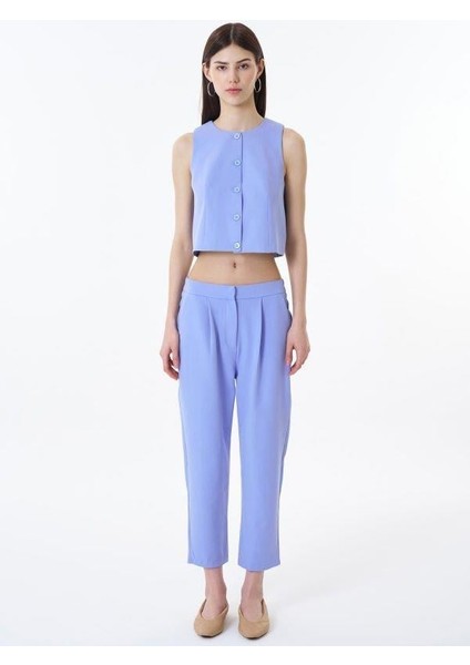 71154 Kemer Detaylı Arkası Lastikli Pantolon Mavi modelleri