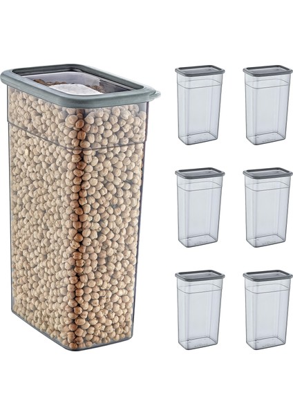 6'lı Set Skali Dikdörtgen Saklma Kabı Antrasit 3500 ml
