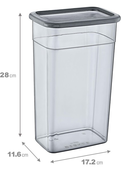 6'lı Set Skali Dikdörtgen Saklma Kabı Antrasit 3500 ml