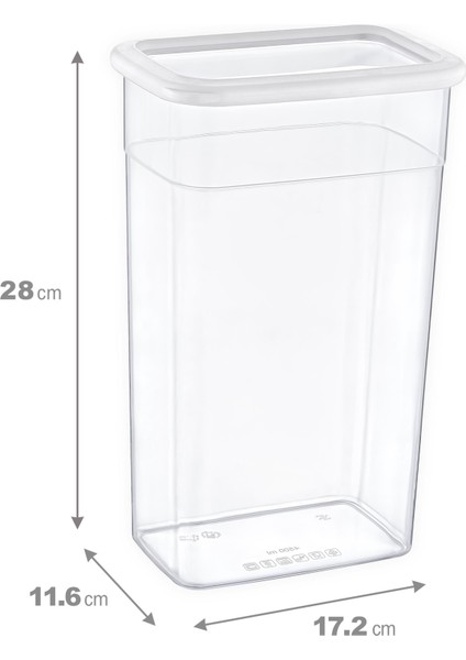 6'lı Set Skali Dikdörtgen Saklama Kabı Beyaz 3500 ml