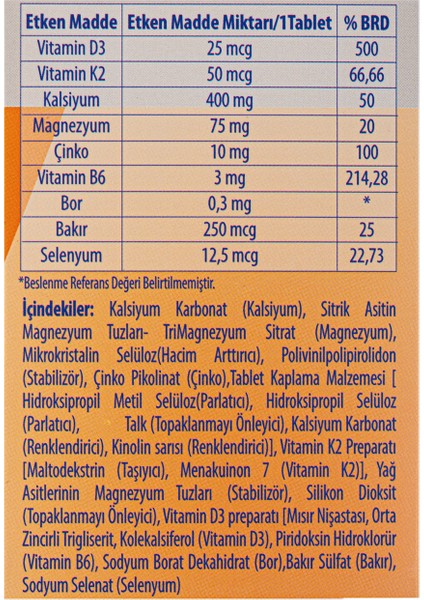 D3 + K2 + Calcium + Magnesium Citrate - 30 Film Tablet