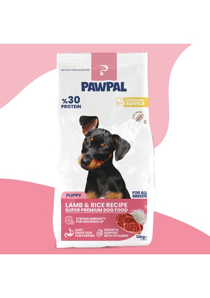 Kuzu Etli Süper Premium Yavru Köpek Maması 12 kg - Düşük Tahıllı