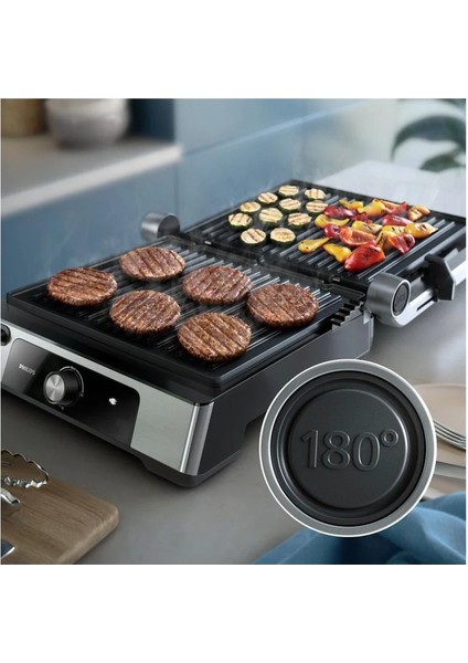 HD6301 2200W 5000 Serisi Yanmaz Yapışmaz Döküm Plakalı Izgara ve Tost Makinesi