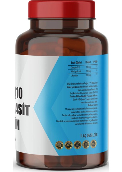 Koenzim Q-10 Alfa Lipoik Asit L-Karnitin Coenzyme Q10 100 Mg 60 Tablet