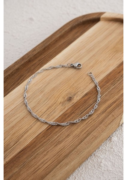 Çelik Singapur Zincir Halhal Denizde Günlük Kullanıma Uygun Kararmaz Sarma Burgu 2mm 22CM+4CM fırsatları