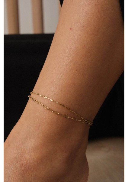 Çelik 2'li Kombin Ataç ve Dokulu Fermuar Zincir Halhal Minimal Kararmaz 22+4cm fırsatları