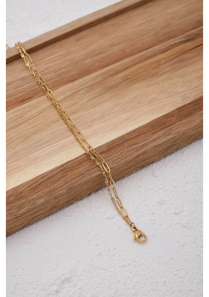 Çelik 2'li Kombin Ataç ve Dokulu Fermuar Zincir Halhal Minimal Kararmaz 22+4cm indirimleri