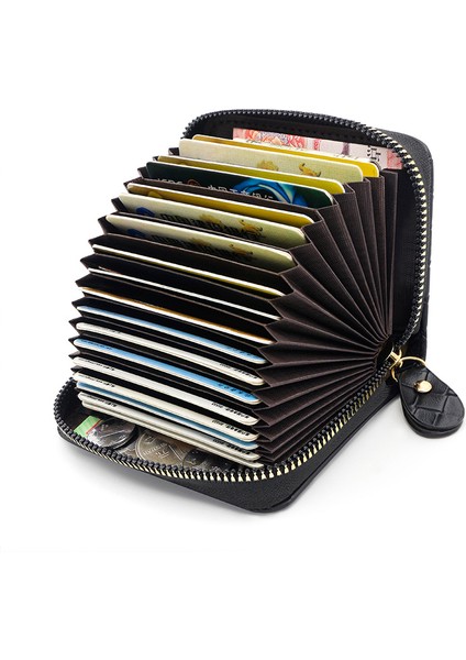 18 Kart Yuvası Organ Kart Tutucu Büyük Kapasiteli Çoklu Kart Yuvası Kart Tutucu Fermuarlı Çanta Clutch Çantası (Yurt Dışından)