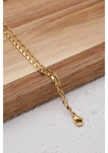 Çelik 2'li Kombin Papağan ve Dokulu Fermuar Zincir Halhal Minimal Kararmaz 22+4cm indirimleri