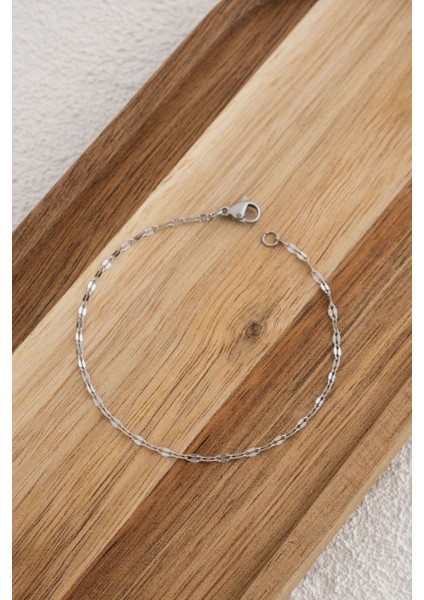 Çelik Dudak Zincir Halhal Denizde Günlük Kullanıma Uygun Kararmaz Singapur Burgu 2mm 22CM+4CM