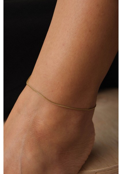 Çelik Hayalet Gurmet Zincir Halhal Minimal Kararmaz Unisex 22+4cm 1mm