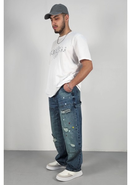 Cedy Denım Yüksek Kalite Erkek Yüksek Bel Worker Tarz Skater Jean fırsatları