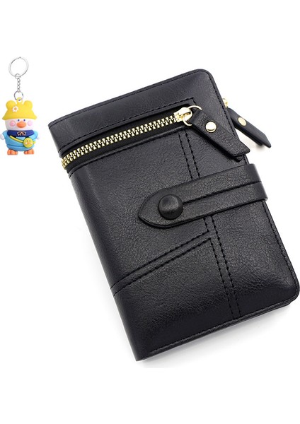 Bayan Cüzdan Kısa Üç Katlı Cüzdan Çoklu Kart Kimlik Yuvası Fermuarlı Para Cüzdan Kart Tutucu (Yurt Dışından)