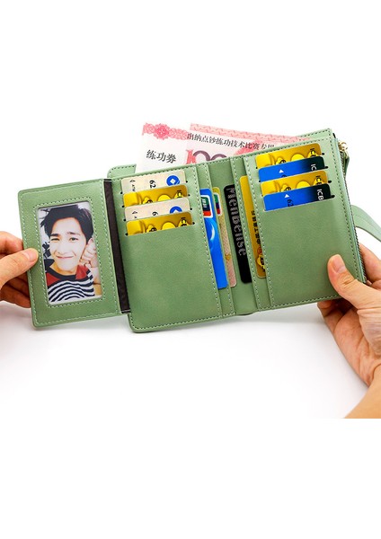 Bayan Cüzdan Kısa Üç Katlı Cüzdan Çoklu Kart Kimlik Yuvası Fermuarlı Para Cüzdan Kart Tutucu (Yurt Dışından) fiyatları