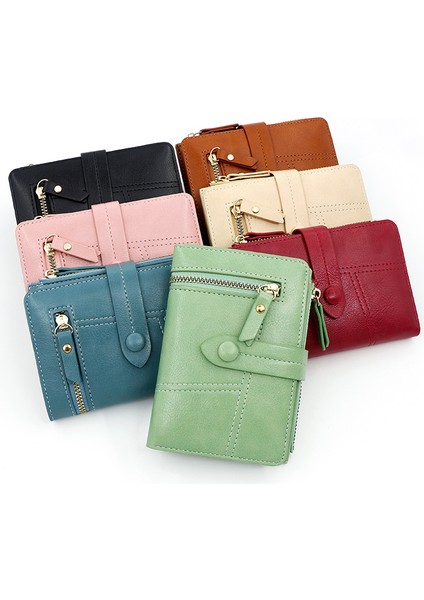 Bayan Cüzdan Kısa Üç Katlı Cüzdan Çoklu Kart Kimlik Yuvası Fermuarlı Para Cüzdan Kart Tutucu (Yurt Dışından) modelleri
