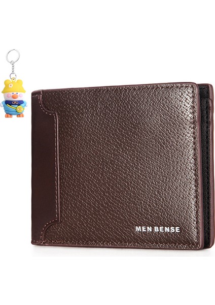 Gündelik Erkek Cüzdan Kısa Ekleme Çoklu Kart Yuvası Büyük Kapasiteli Kimlik Çantası Üç Katlı Erkek Cüzdanı (Yurt Dışından)