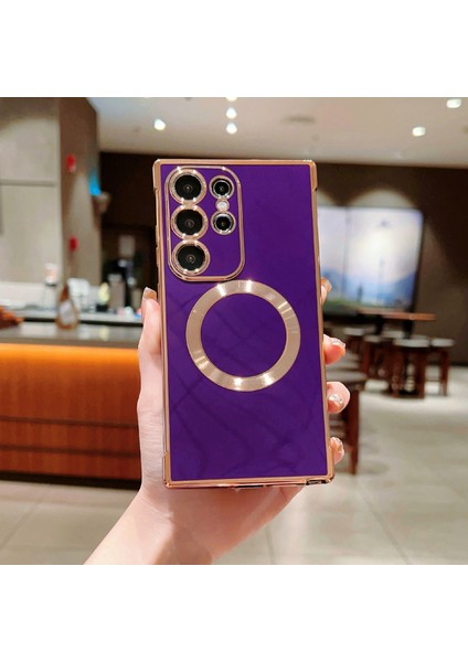 Samsung Galaxy S24 Ultra Elektro Kaplama Tpu Telefon Kılıfı Magsafe ile Uyumlu (Yurt Dışından)
