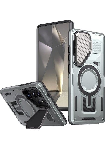 Samsung Galaxy S24 Ultra Lens Kapağı Kickstand Pc+Tpu Arka Kapak Magsafe ile Uyumlu (Yurt Dışından)