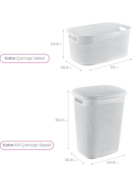 Katre Kirli Çamaşır Sepeti ve Çamaşır Selesi Set Beyaz fiyatları