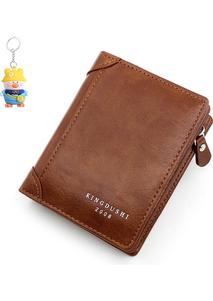 Iş Erkekleri Kısa Cüzdan Çoklu Kart Yuvası Moda Mini Dikey Para Cüzdan Fermuarlı Anahtar Cüzdan (Yurt Dışından)