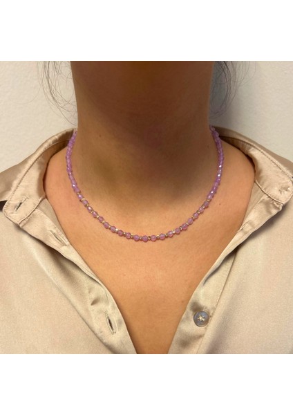 Ametist Doğaltaş Altın Aksesuar El Yapımı Özel Tasarım Minimal Kadın Doğal Taş Kolye