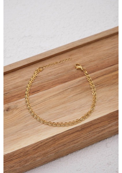 Çelik 2'li Kombin Salyangoz ve Dokulu Halat Zincir Halhal Minimal Kararmaz 22+4cm fiyatları