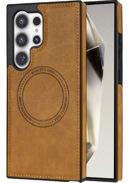 Samsung Galaxy S24 Ultra Pc+Tpu+Deri Arka Kapak Magsafe ile Uyumlu (Yurt Dışından)
