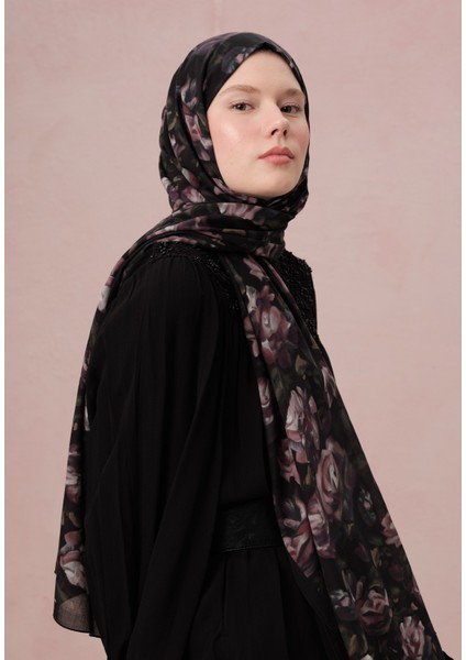 Wıld Rose Desen Vual Şal Lavanta