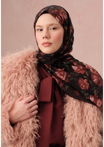 Wıld Rose Desen Vual Şal Kırmızı fiyatları