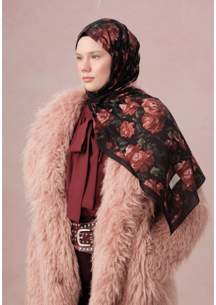 Wıld Rose Desen Vual Şal Kırmızı modelleri